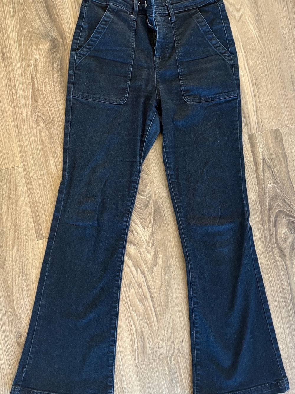 Knox Rose Dark Blue Wide Leg Jeans with Front Patch Pockets